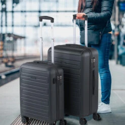 Juego De Maletas (Cabina Y Mediana) Monaco Con Capacidad De 67L Con Tsa Y Usb -Almacenamiento De Viaje antracita sku 16091366 28140229 xxl