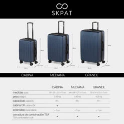 Maleta 70 Cms Grande Skpat Lisboa Rígida En Abs Extensible Con Capacidad De 97L Tsa Integrado -Almacenamiento De Viaje azul sku 16092040 25170943 xxl