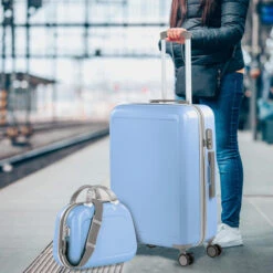 Maletas Mediana Stickers Rigida/Blanda Con Capacidad De L -Almacenamiento De Viaje azul sku 16493261 19300482 xxl