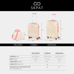 Maletas De Cabina Polka Dots Rigida/Blanda Con Capacidad De 37 L -Almacenamiento De Viaje beige sku 16041800 07120135 xxl