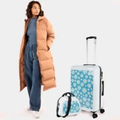 Maletas Mediana Niza Rigida Con Capacidad De L -Almacenamiento De Viaje blanco margaritas azul sku 16648191 36000283 xxl