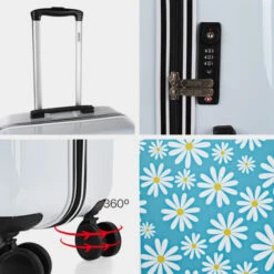 Maletas Mediana Niza Rigida Con Capacidad De L -Almacenamiento De Viaje blanco margaritas azul sku 16648191 36050395 xxl