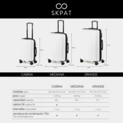 Maleta 70 Cms Grande Skpat Lisboa Rígida En Abs Extensible Con Capacidad De 97L Tsa Integrado -Almacenamiento De Viaje blanco milk sku 16106961 25290612 xxl