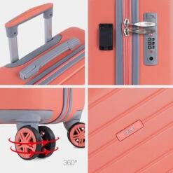 Juego De Maletas (Cabina Y Mediana) Monaco Con Capacidad De 67L Con Tsa Y Usb -Almacenamiento De Viaje coral sku 16041923 28060933 xxl