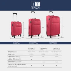 Juego De Maletas 50/60/70Cm Itaca Tamesis -Almacenamiento De Viaje granate sku 16177080 59370595 xxl