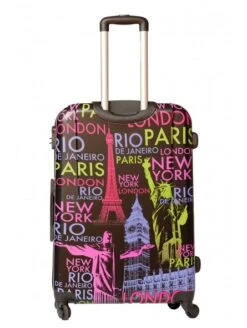 Juego De 3 Maletas Ciudades Negro -Almacenamiento De Viaje juego de 3 maletas ciudades negro 2