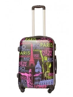 Juego De 3 Maletas Ciudades Negro -Almacenamiento De Viaje juego de 3 maletas ciudades negro 6