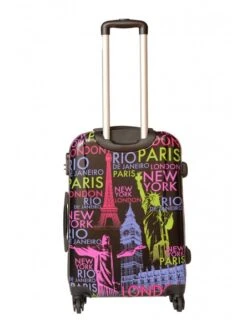 Juego De 3 Maletas Ciudades Negro -Almacenamiento De Viaje juego de 3 maletas ciudades negro 7