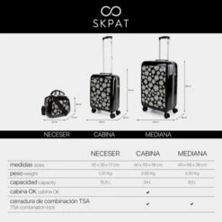 Maleta Cabina Y Neceser Skpat Niza -Almacenamiento De Viaje negro margaritas sku 16643946 43380338 xxl
