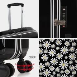 Maletas Mediana Niza Rigida Con Capacidad De L -Almacenamiento De Viaje negro margaritas sku 16648190 34530211 xxl