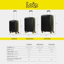 Maleta Grande Rígida Lois Modelo Zion Con Capacidad De 86 L Color -Almacenamiento De Viaje negro sku 16041868 18040819 xxl