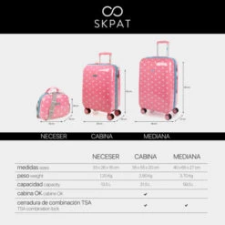 Maleta Cabina Y Neceser Skpat Topos -Almacenamiento De Viaje rosa sku 16042691 46440512 xxl