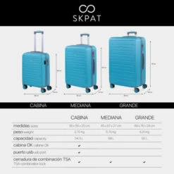 Maleta Grande Monaco Rígida De Abs Con Capacidad De 95L Con Candado Tsa -Almacenamiento De Viaje turquesa sku 16041935 00240110 xxl