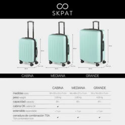 Maleta 70 Cms Grande Skpat Lisboa Rígida En Abs Extensible Con Capacidad De 97L Tsa Integrado -Almacenamiento De Viaje verde sku 16092049 25230797 xxl